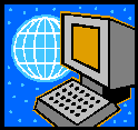 Computer with globe of earth behind it.