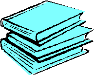 Stack of large blue bound books.