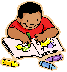 Young boy coloring.