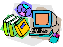 Computer, books, and discs.