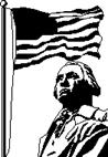 Graphic of the American flag flying over George Washington.